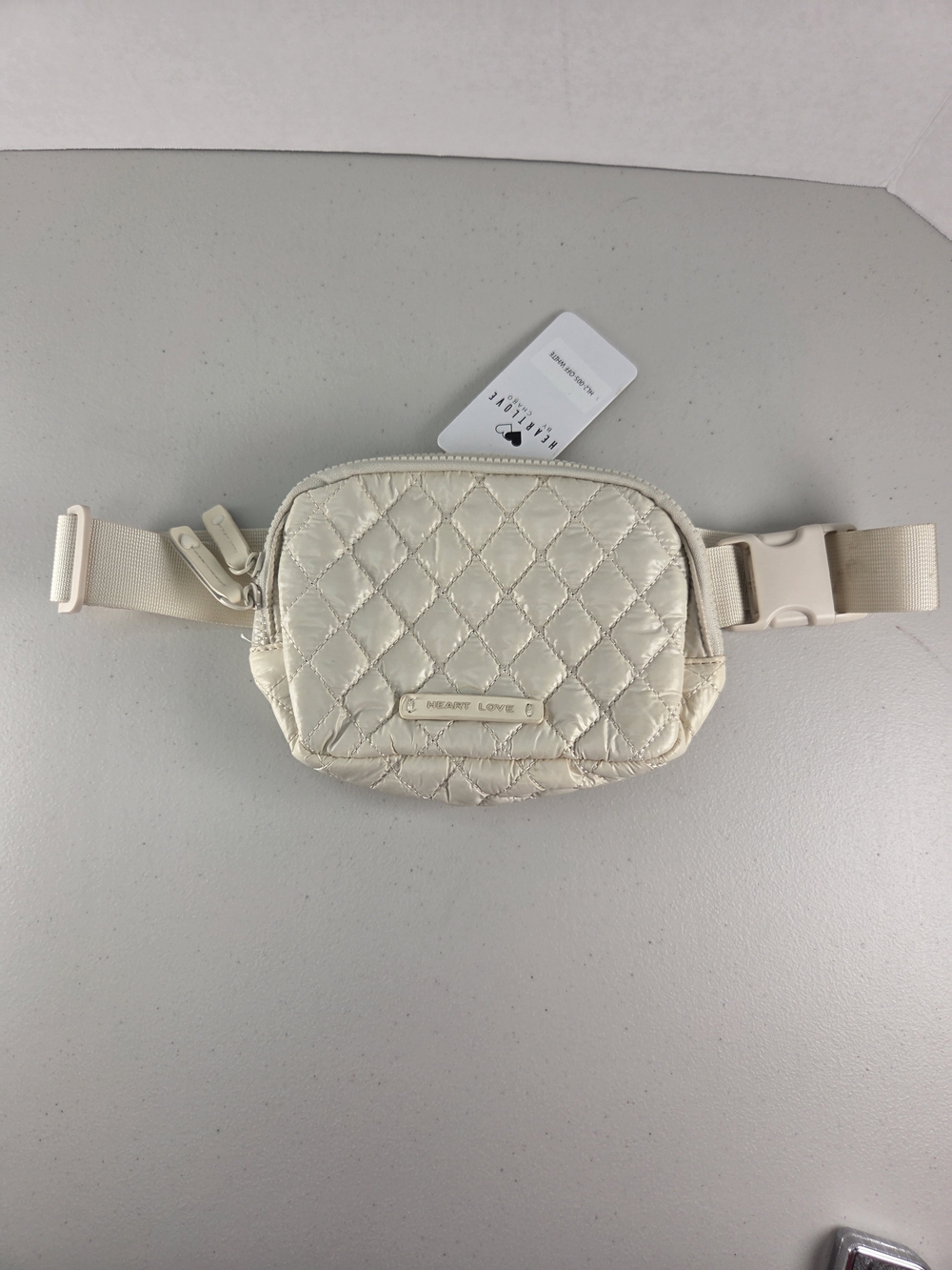 Quilted Cream Waist Bag By Charo Heart Love